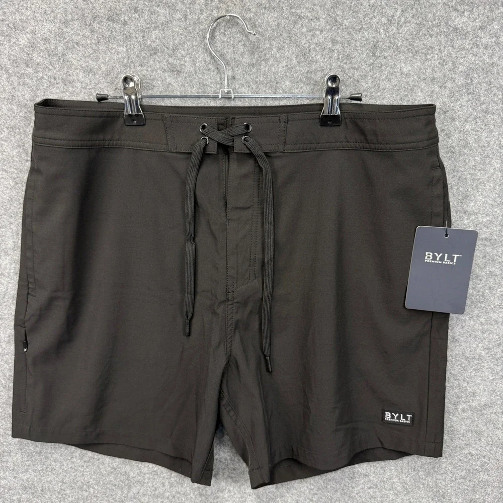 BYLT‎ Premium Basics Coast Board Shorts Mens 34 Black PCF_SHO_BLK_34 Swim Trunks